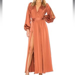 Michael Costello Terracotta Long Sleeve Maxi Dress
